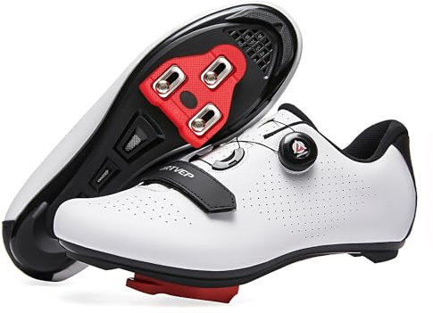 ARTVEP Fahrradschuhe Herren Damen Rennradschuhe MTB Radschuhe Kompatibel mit Look SPD SPD-SL Delta Lock Pedal Reitschuhe Peloton Schuhen Weiß EU47 / 285