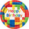 Unique Party- Assiettes en Carton Écologiques-23 cm-Fête d'anniversaire à thème de Blocs des Constructions-Paquet de 8, 58235EU, Multicolour