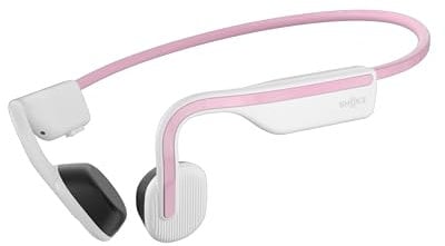 SHOKZ OpenMove Knochenschall Kopfhörer, Open-Ear Sport Bluetooth Ohrhörer mit Noise-Cancelling Mikrofon, IP55 wasserdichtes kabelloses Headset zum Laufen, 6 Stunden Spielzeit, mit Aufklebern, Rosa