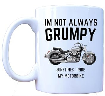 Millhouse Prints Motorbike Mug, Ceramic, 11 oz, White, Novelty, Motorcycle, Hot Drinks, Home, Adult, 11 Fluid Ounces