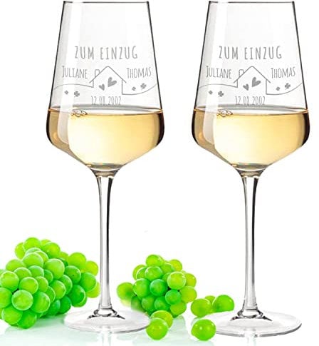 GRAVURZEILE Leonardo Weinglas mit Gravur - Zum Einzug - Geschenke zur Einweihung von eigenem Haus Wohnung - Geschenk für Sie & Ihn zum Einzug ins Eigenheim - Farbe Puccini