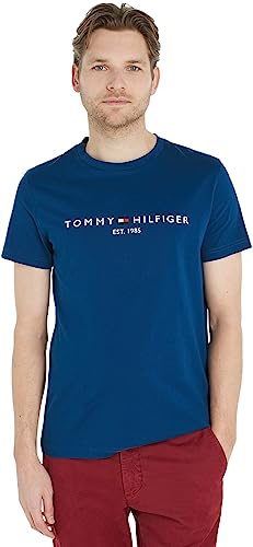 Tommy Hilfiger Men's Short-Sleeve T-Shirt Crew Neck, Blue (Deep Indigo), M