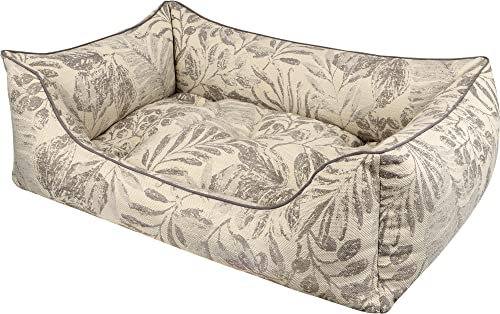 Dandy Dog Hundebett Flora Stone - abziehbar Bezug und Füllung waschbar robuste kuschelige Leinenoptik hochwertige Qualität Made in Germany - Größe M