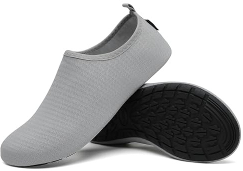 SAGUARO Chaussures Aquatiques Homme Chaussures d'eau Femme Chaussure de Plage Séchage Rapide Chaussures Plongée pour Mer Nautiques Baignade Riviere Gris Cuirassé GR. 38/39 EU