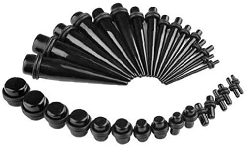 Generic Kit d'étirement d'oreille, 18 pièces, écarteurs, écarteurs et tunnels, ensemble de bijoux de piercing corporel, Acrylique Silicone, Autres pierres précieuses