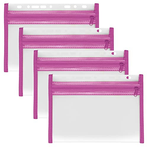 VELOFLEX A435007 - Dokumentenhülle mit Reißverschluss, 4 Stück, DIN A5, abheftbar, pink, VELOBAG XXS, Reißverschlusstasche