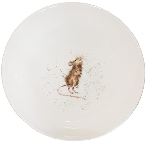 440s Wrendale Designs Porzellan Müsli Schale Maus, ca. 15,3 cm D mit Feld-Maus Motiv von der britischen Künstlerin Hannah Dale für Müsli Dessert Nachtisch Eiscreme Snack- & Suppen als Geschenk