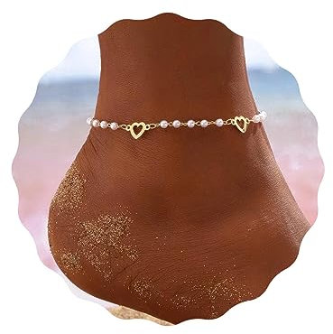 JUSTUSNX Bracelet de cheville réglable en or bohème avec perles/amour pour la plage, l'été, bijoux de pied pour femmes et filles