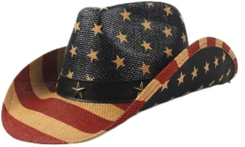 Classic American Flag Cowboy Hat, Vintage Western Style Usa Flag Cowboy Cowgirl Hat Party Patriotic Hat for Men Women