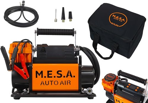 EZ FLATE M.E.S.A. PORTABLE 5.65 CFM 12V SINGLE CYLINDER AIR COMPRESSOR | AIR HOSE | OFFROAD | HEAVY DUTY (M.E.S.A. AUTO AIR)