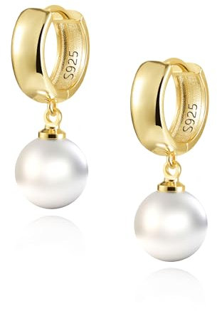 boucles d'oreilles femme pendantes perle - 1 Paire Boucle d’oreille Argent 925 Cadeau pour Femme Fille, boucle d'oreille perle or Cadeaux de Bijoux en Perles boucle oreille hypoallergéniques