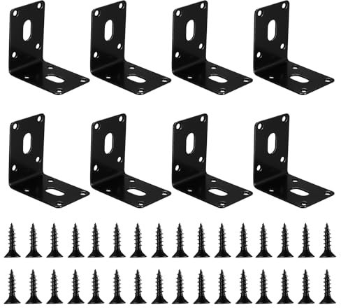 Soportes de Ángulo, Juego de 8 Piezas 70x70x50mm, Conectores de Ángulo de Hierro Sólido, Angulos de 90 Grados, Escuadras de Ángulo para Reparación y Fijación de Muebles, Mesas, Sillas