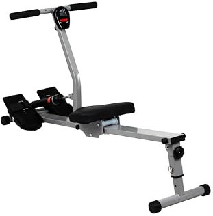 XS Sports R090 Home Rowing Machine, Folding with 12 Level Hydraulic Adjustable Resistance, Ultra Quiet, LCD Computer, Full Body Fitness Rower (Silver)