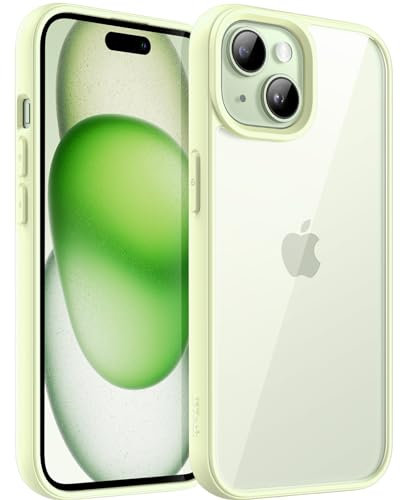 JETech Case for iPhone 15 Plus 6.7-Inch, Shockproof Phone Bumper Cover, Solid Color Matte TPU Frame, Anti-Scratch Clear Back (Green)