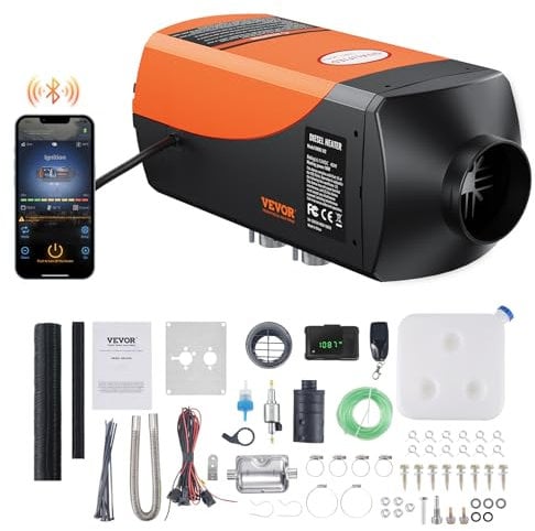 VEVOR Luft Dieselheizung Standheizung 12 V 5 kW, Luftheizung Air Diesel Diesel Standheizung Lufterhitzer, 0,16–0,52 L/Std. Dieselheizung mit LCD-Display & Fernbedienung & Bluetooth-APP