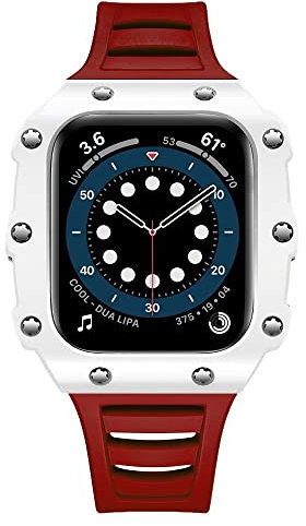 EPANO Lusso Per Apple Watch Band Caso Modifica Kit 45mm 44mm 41mm 40mm In Fibra di Carbonio Cassa Ceramica Cinturino Set per IWatch 8 7 6 SE 5 4 SE, 44MM, agata