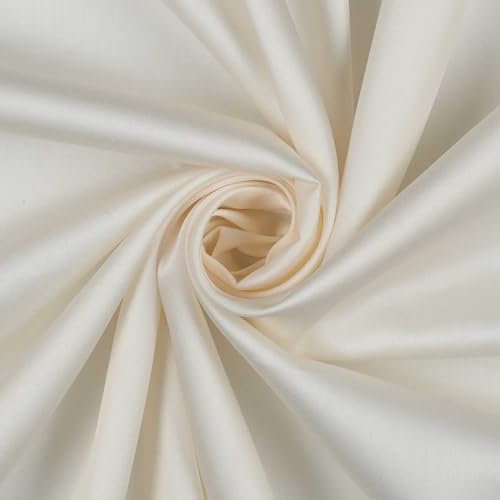 0,5m Baumwoll-Satin Baumwollstoff Satinstoff Meterware unifarben Oeko-Tex zertifiziert, Farbe:perlweiß