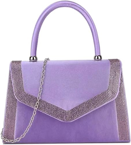 LeahWard Women's Clutch Bag Top Handle Wedding Evening Diamante Glitter Handbags (Lilac)