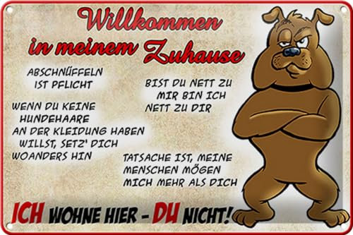 Schild Blech 30x20 cm - Made in Germany - Willkommen Ich wohne hier Du nicht Metall Deko Schild