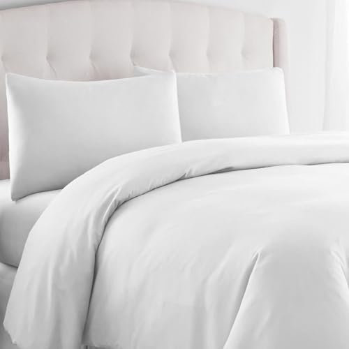 Pizuna Bettbezug 140x200 cm Baumwolle Weiß, 1000 Fadenzahl aus 100% langstapeliger Baumwolle in Satinbindung Dickes Bettbezug Set mit verdecktem Knopfverschluss und 1 Kopfkissenbezug 70x90 cm