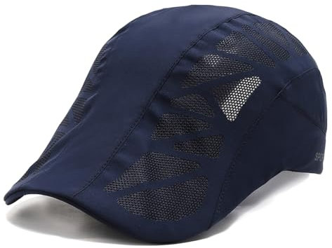 AWOCAN Schnell trocknende Baseballmütze Flache Mütze für Männer Newsboy Hut Sommer Mesh Sonne Visier Hüte UV Sonnenschutz atmungsaktiv leicht (Polyester, Navy)