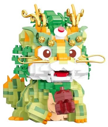 Chinesischer Drache Baustein Set, 877 Klemmbausteine Löwentanz, Verheißungsvolles Mondneujahr, Heimdekoration, STEM Lernspielzeug Thema für Jungen, Mädchen, Erwachsene