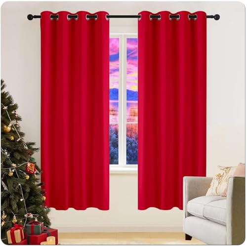 GAIFNAG Verdunkelungsvorhänge für Schlafzimmer 100 x 250 cm Blickdicht Abdunkelnd, Größe Und Farbe Wählbar Verdunkelnd Samt Gardinen für Hochzeit Fenster Wohnzimmer, Rot