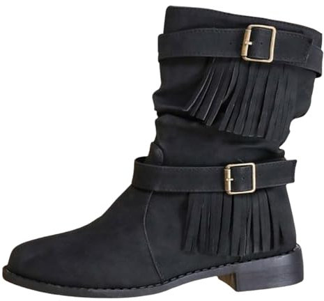 Stivali da Donna Stivali Motocross Leva Stivali Country Western Legno Stivali con Tacco Donna Stivali Gomma Donna Pioggia Stivaletti Invernali Donna Porta Stivali Equitazione (Nero, 39)