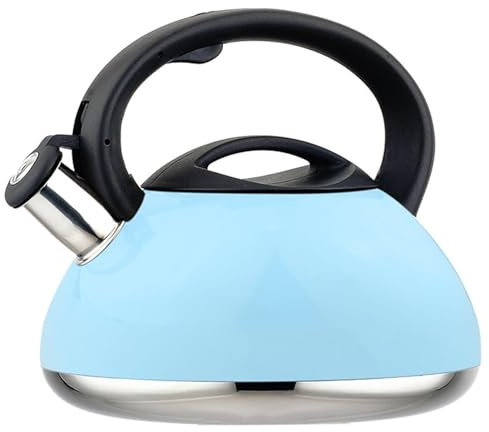 CHFYIJYHM Teekessel, Teekessel for den Herd, Whistlitea-Wasserkocher, Edelstahl-Teekanne mit ergonomischem Griff/Rosa/2,5 l(Blu,2.6 Quarts)