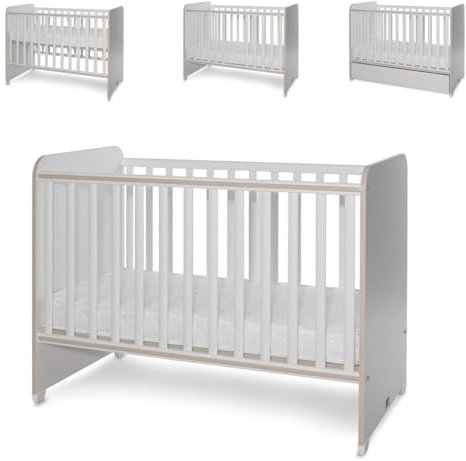 Lorelli Babybett Sweet Dream 124 x 68 x 95 cm Unterbettrahmen mit zwei Ebenen grau