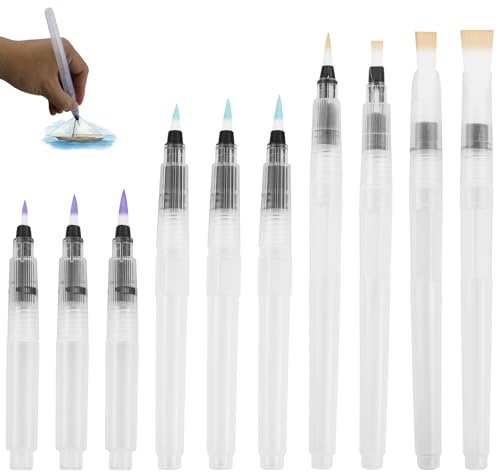 10 StüCk Wasserpinsel Stifte, Aquarellstifte Aquarellpinsel AuffüLlbare Wassertankpinsel Aquarellpinselstifte NachfüLlbare Aquarellpinselstifte Wasserpinselstifte Zum Mischen von Aquarellfarben