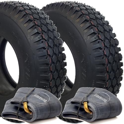 2x 4.10/3.50-6 Tyre & Tube heavy duty Mobility cart wheelbarrow TR87 Bent Metal valve inner tube included 2pcs