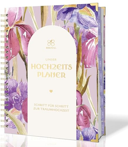 BIROYAL Hochzeitsplaner Deutsch für den großen Tag, 160 Seiten Wedding Planner mit Terminplan, Checklisten, Zeitplan und Tipps, Hochzeit Buch mit Kalender, Tolles Geschenk zur Verlobung - DIN A4