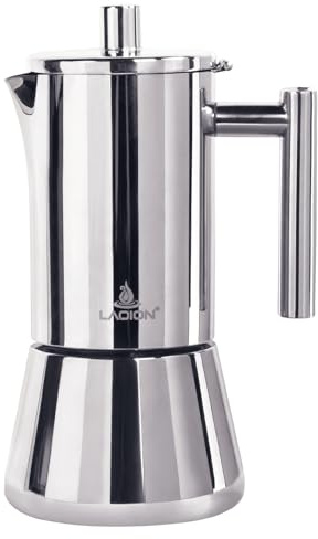 LAOION Stovetop Espresso Maker, 12Cup 17.5 oz Moka Pot, Stainless Steel | Cuban and Italian Coffee Maker for Cafetera Cubana, Greca De Cafe Induction Stovetop Compatible, Coffee Gift for Home Travel