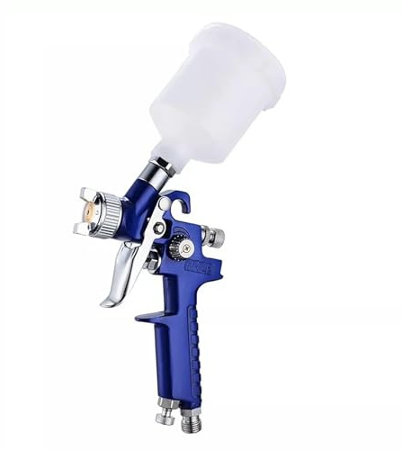 Anhoer Mini HVLP - Pistola pulverizadora (0,8 mm, acero inoxidable, minipistola de pintura de aire de baja presión, sistema de pulverización profesional, para renovación de muebles, pintura de pared)