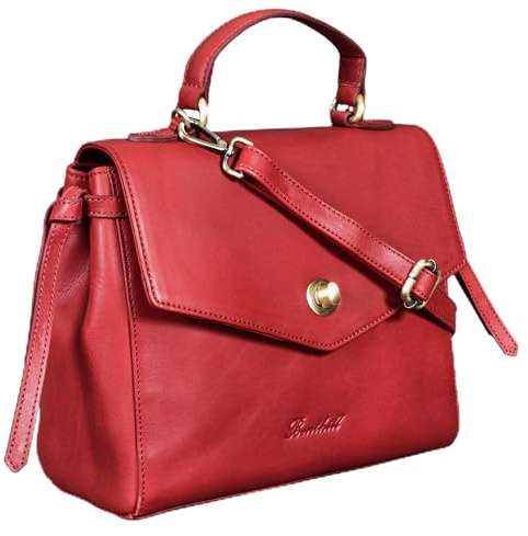 Benthill Handtasche Damen Leder Klein | Henkeltasche aus hochwertigem Rindsleder | Vintage Frauen Schultertasche | Frauen Tasche, Farbe:Rot