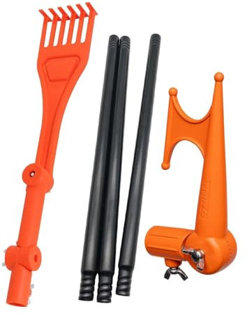 Milageto Dachrinnenreinigungswerkzeug, Dachrinnenreiniger, Fähigkeit zum einfachen Reinigen des Hauses mit Stangenhaken, Verstellbarer Rechenkopf für Gräben