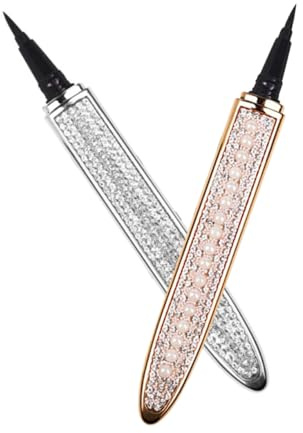 SHERCHPRY Self-adhesive Eyeliner Pencil and False Eyelash Pen 2pcs Pearl Rose Gold Full Rhinestone Silver Coating Quick-dry Eye Grooming Makeup Accessories for Women
