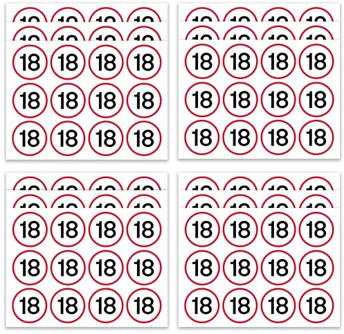 FloraVigo Geburtstagsaufkleber, Aufkleber zum 18. Geburtstag, 144 Verkehrszeichen, Geburtstagsdekorationen, Geburtstagsaufkleber, Männer und Frauen Geburtstag, Jubiläumsparty-Geschenke
