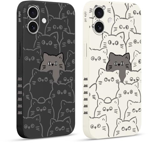 Coiwxmoi 2 Stück Hülle für iPhone 17 6,3 Zoll, Aesthetic Muster Design Mädchen Frauen Handyhülle, Weich Silikon Slim Motiv Stoßfest Case Kratzfeste Süßes Schutzhülle für iPhone 17, Katze