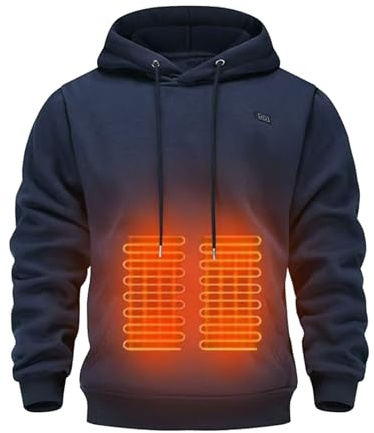 Heated Hoodies for Men, Full Zip Electric USB Rechargeable Sweatshirt, 5/9/17/23/29 Heating Zones Bodywarmer Electrically, Cold Weather Outerwear Thermal Top Battery not included