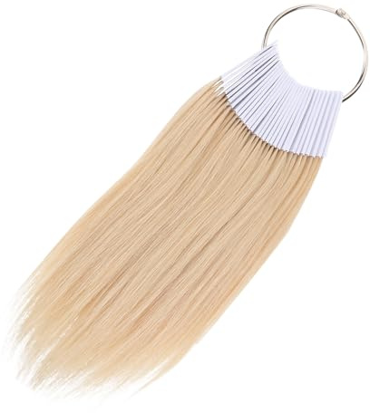 Anneaux de Couleur Capillaire 30 Pièces, Cheveux Humains, Beige | Salon de Coiffure, Support PVC Blanc, Réutilisable, Lavable, Bouclable, Usage Formation et Test
