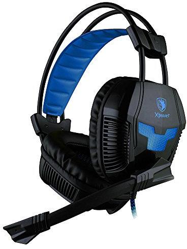Sades Xpower Gaming-Kopfhörer, Schwarz/Blau