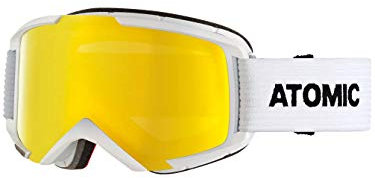 Atomic Unisex All Mountain-Skibrille Savor M Stereo OTG, für Brillenträger, für mäßige Lichtverhältnisse, Medium Fit, Live Fit-Rahmen, weiß/gelb, AN5105516