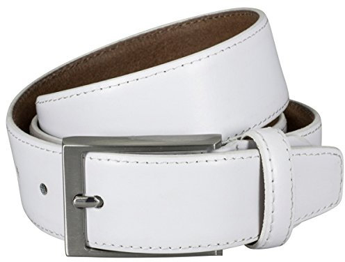 LINDENMANN Gürtel Herren Ledergürtel Herren Gürtel Herren, Rindledergürtel XL bombiert, in 3 Farben, schwarz/mogano/weiss, Größe/Size:Bundweite 100 cm Gesamtlänge 115 cm W 39.4 LL, Farbe/Color:weiss