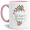 Blumen-Tasse mit Spruch Ich hasse Menschen - Beleidigung/Schimpfwort/Geschenkidee für das Büro/Innen & Henkel Rosa