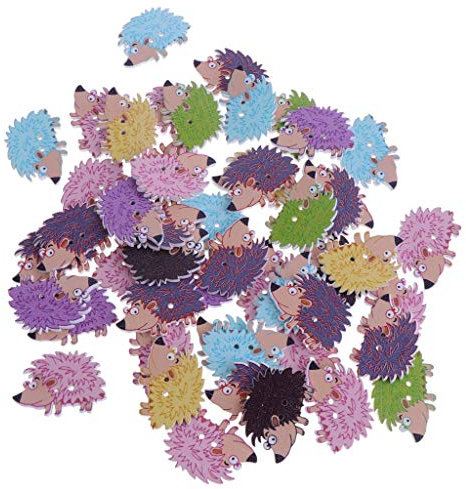 Holzknöpfe mit 2 Löchern, Cartoon-Igel-Knöpfe für Bastelarbeiten, Nähen, Scrapbooking, Kartengestaltung, Basteln, Dekoration, 50 Stück