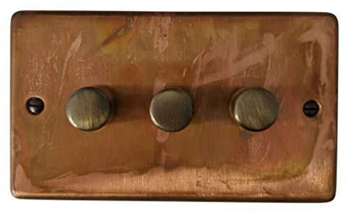 G&H CTC513 Standard Plate Tarnished Copper 3 Gang 1 or 2 Way V-Pro LED Dimmer Switch