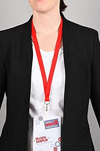 AVERY Zweckform 4842R Lanyard 10 Stück (44x1,5cm, Kartenhalter mit Karabinerhaken-Sicherheitsverschluss, Schlüsselband für Ausweishülle, Kartenhülle, Namenschilder, Umhängeband, Nackenband) rot