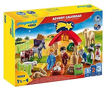 PLAYMOBIL Adventskalender 2021 - 70259 Weihnachtskrippe mit liebevollen Figuren, Tieren und Zubehörteilen hinter jedem Türchen, 26-teilig, Ab 1,5 Jahren